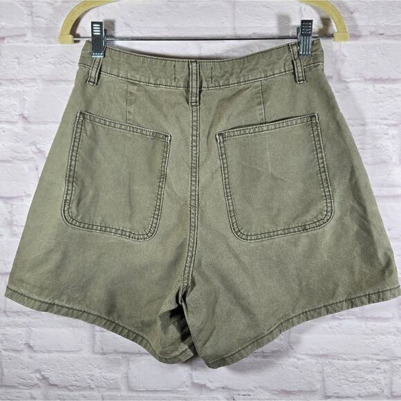 M Asos Design Olive Green Canvas Shorts Womens Size 4 High Waisted Rise Utility - Picture 5 of 8